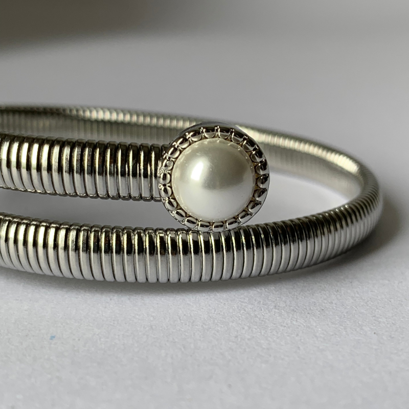 Bracelete Maleável com Pérola Shell