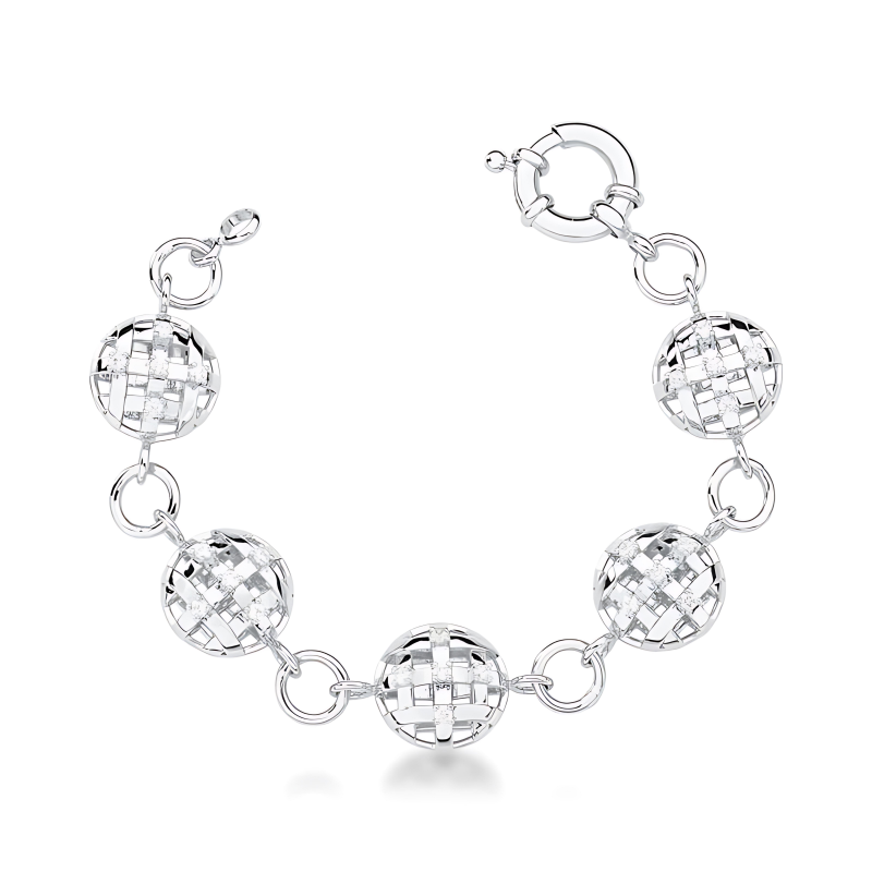 Pulseira com Pingentes Redondos Trançados