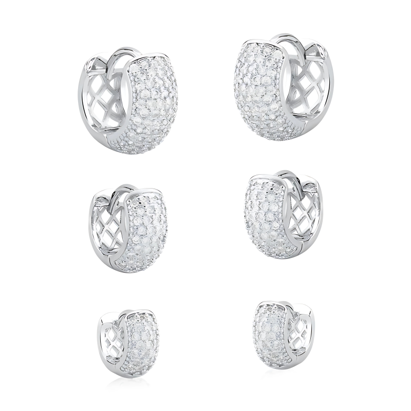 Trio de Argolas Cravejadas de Zircônias